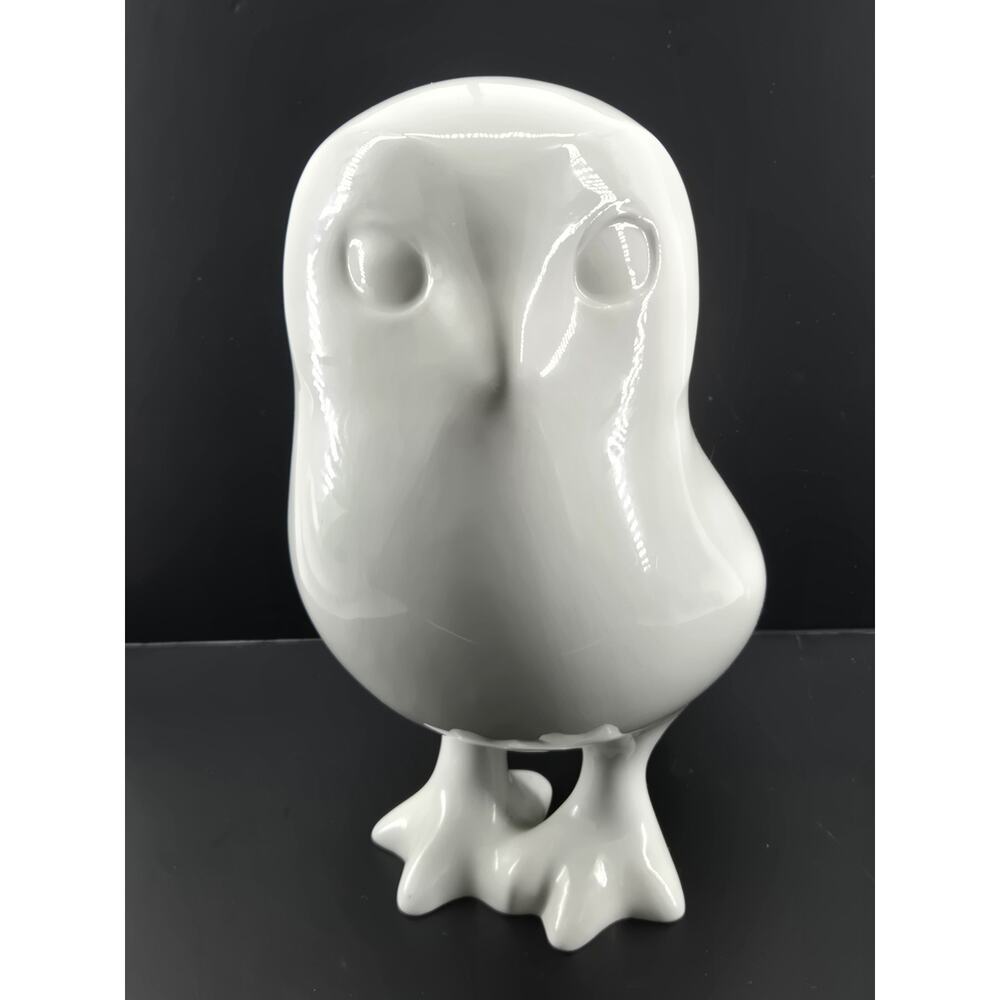 Mid Century MCM Royal Dux Porcelain Snow Owl Contemporary Minimalist Sculpture